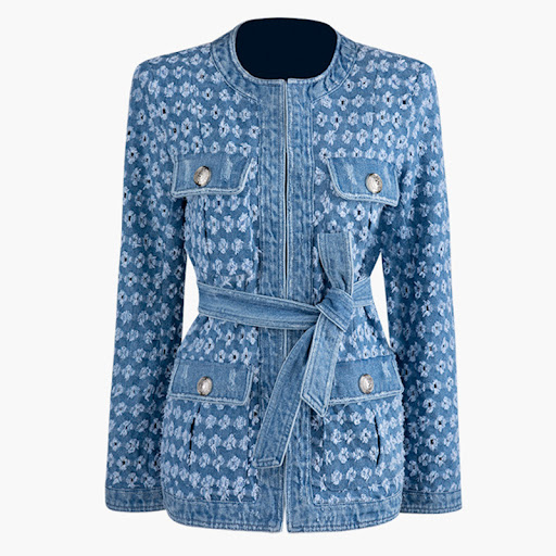 Title 5, Heavy-duty denim coat with metal button decorat...
