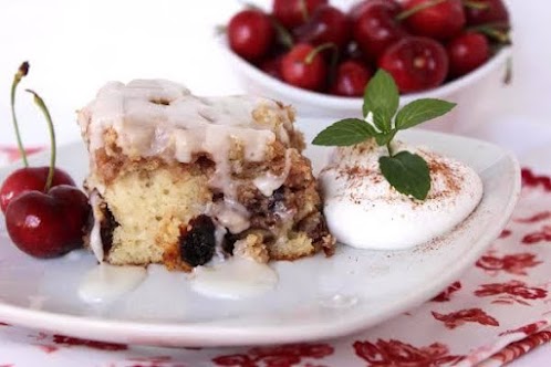 Cherry Pecan Cinnamon Roll Cake