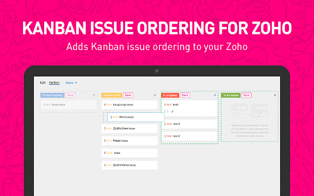 Kanban issue ordering for Zoho chrome extension