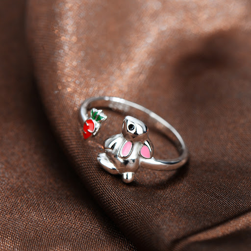 Title 1, Sterling Silver Bunny Radish Ring for Women, Op...