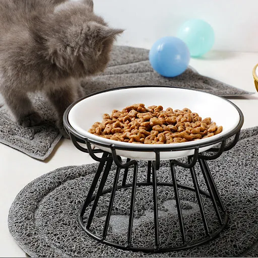 Pet Dog Ceramic Bowl Nordic Cats Bowl Tall Ceramic Cat Food Bowl Snack Canned Plate Anti-cervical Heightened bowl Cat Fo