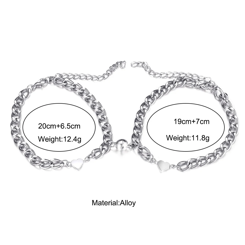 Title 4, Alloy magnetic suction love bracelet for couple...