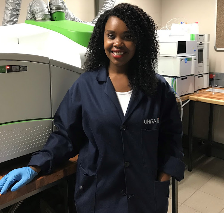 Unisa PhD student Charmaine Tshangana in her favourite environment.