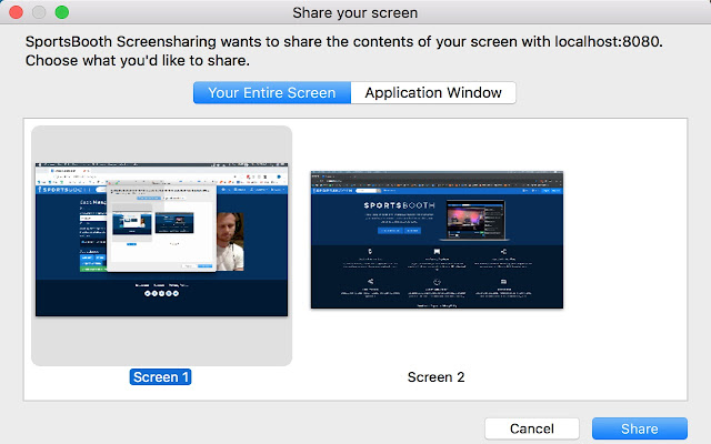 SportsBooth Screensharing