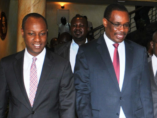 Nairobi Governor Evans Kidero and Deputy Governor Jonathan Mueke at a past function. /FILE