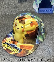 Nón Bé Trai In Nổi 3D Hình Pokemon - Pikachu Cho Bé Trai