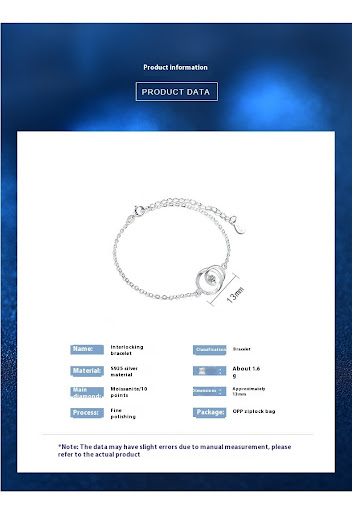 Title 1, Moissanite Ring Buckle 925 Silver Bracelet Fema...