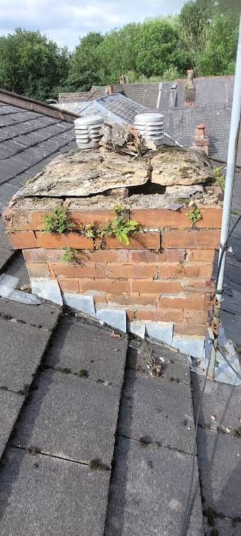 Chimney stack grinder out 18mm deep, then pointed the stack, re-flaunched the stack, fitted 2 x cowls. album cover