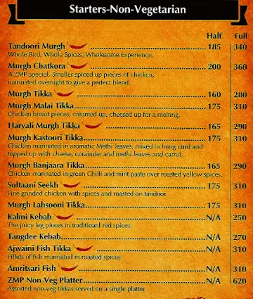 Zero Mile Punjab menu 