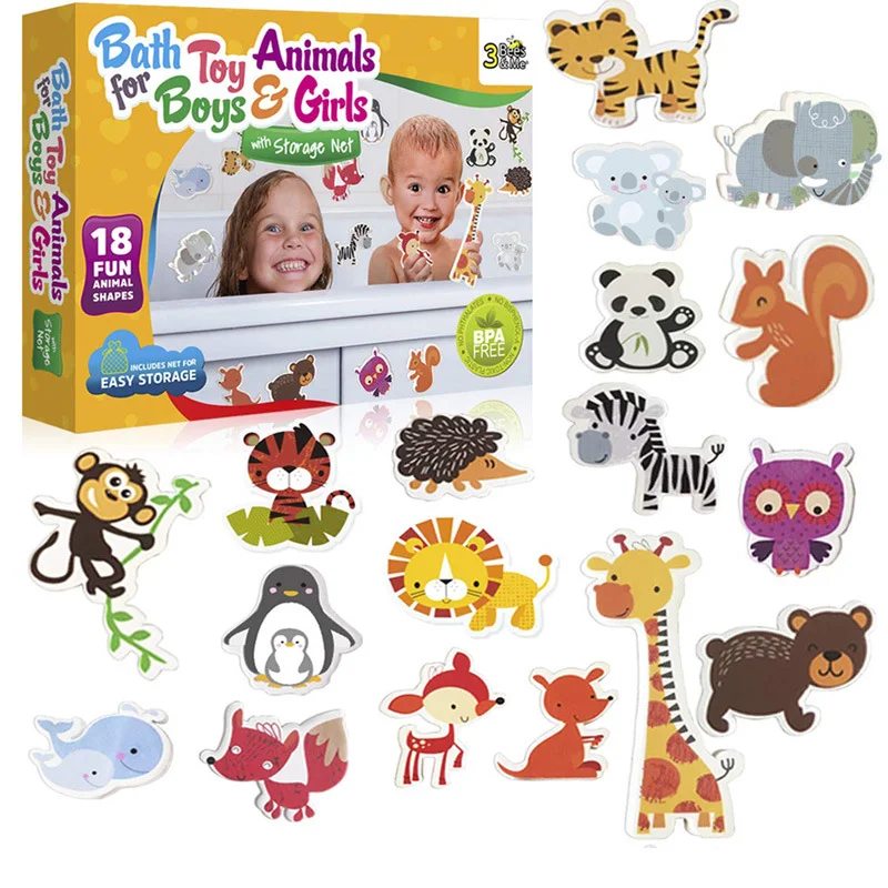 Schuim Dieren Badspeelgoed met Opbergtas. Veilig en leuk badplezier voor kinderen, eenvoudig op te bergen en stimuleert fantasie.