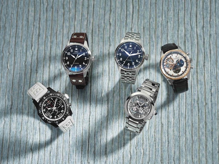 Breitling Endurance Pro; IWC Big Pilot’s Watch; IWC Big Pilot’s Watch 43; Zenith El Primero Chronomaster 42mm; and Cartier.