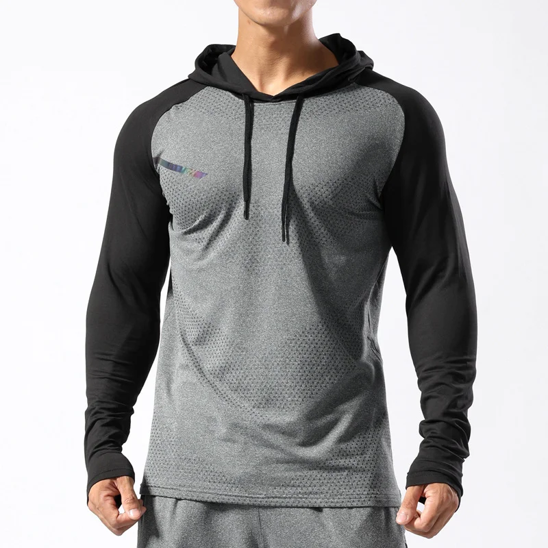 Felpa sportiva con cappuccio da uomo, ampia, traspirante, a maniche lunghe, perfetta per il fitness e lo sport.