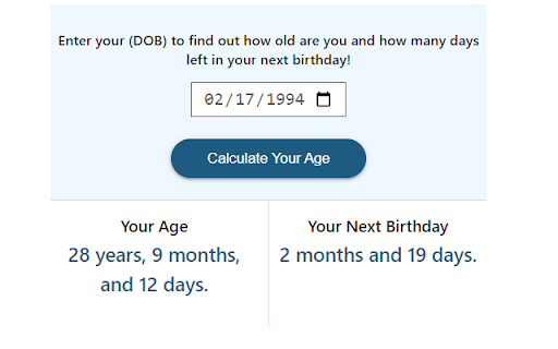 Age Calculator by Birthdate