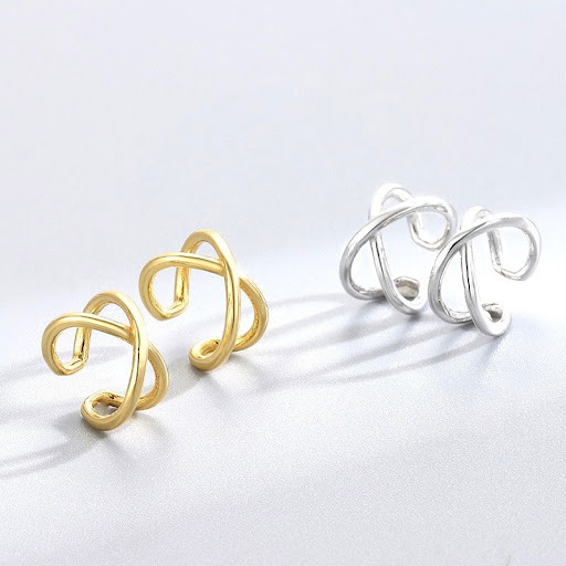 Title 3, S925 Geometric Cross Ear Clip Korean Style, no ...