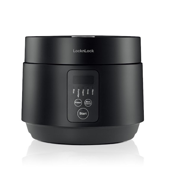 Nồi Cơm Điện Locknlock Compact Rice Cooker 1.2L Màu Đen Ejr346Blk Có 5 Chế Độ Nấu Đa Năng - Hàng Chính Hãng - Hapos