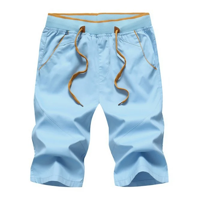 Pantaloni estivi uomo, stile europeo e americano, semplici, in cotone lavato, a vita media, taglio dritto, perfetti per l'estate.