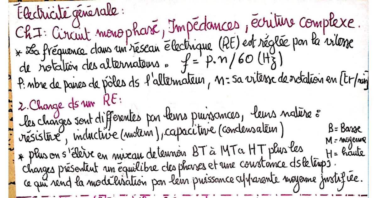 Électricité (Résumé +TD+Notes+cours complets)