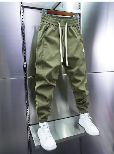 Title 2, Mens stitching elastic ankle-tied jeans casual...