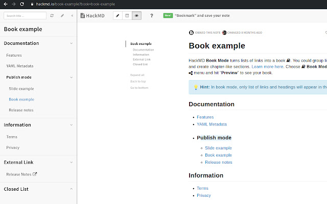 CodiMD Book mode chrome extension