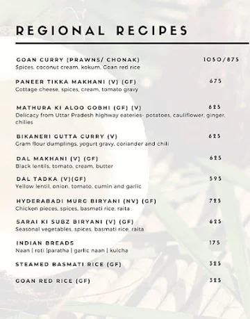 The Market - Westin Goa menu 