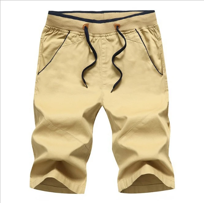 Pantaloni estivi uomo, stile europeo e americano, semplici, in cotone lavato, a vita media, taglio dritto, perfetti per l'estate.