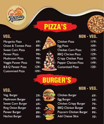 Double Hot Pizza menu 