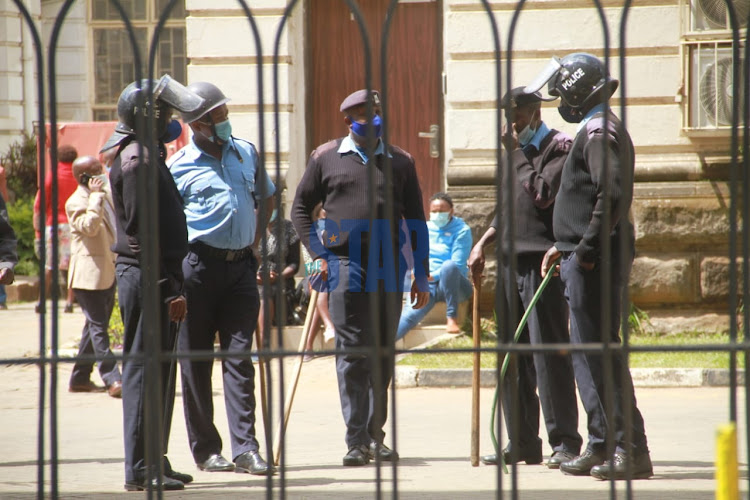 Heavy armed police presence at the County Assembly of Nairobi on August 4, 2020.