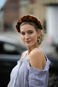 Model Mandy Bork wears a braided velvet headband.