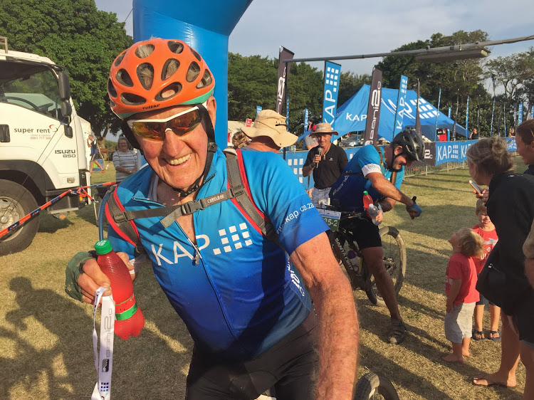 Arthur Duncan, 83, completed the 260km KAP sani2c mountain bike stage race.