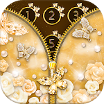 Cover Image of Download Gold Butterfly Diamond Zipper Lock 1.4 APK