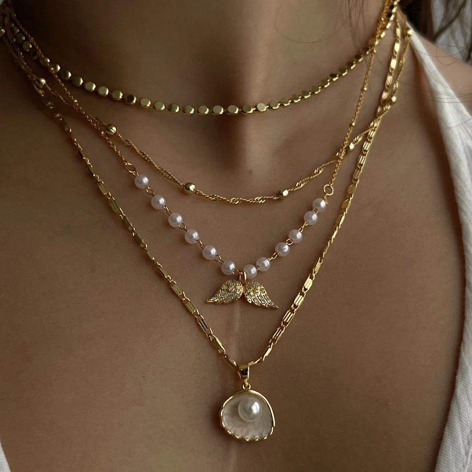Europees-Amerikaanse schelpenketting parelketting retro seaside stijl Frans ontwerp voor een elegante strandlook.