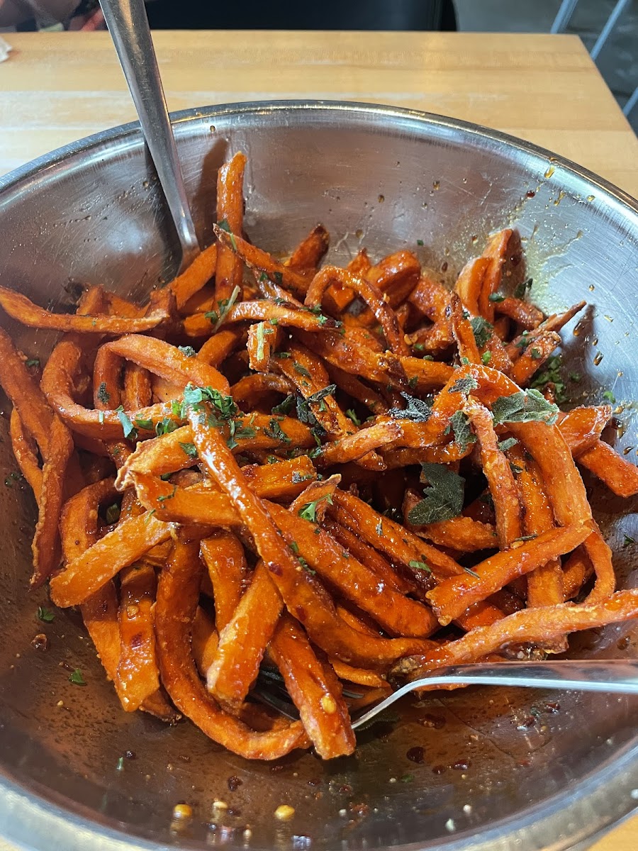 Hot honey and sage sweet potato fries