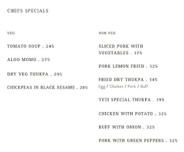 Yeti - The Himalayan Kitchen menu 