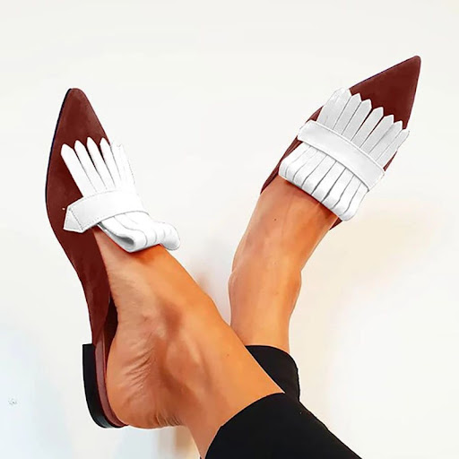 Title 5, Womens Square High Heel Pointed Slippers Sanda...