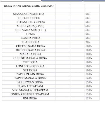 Dosa Point menu 