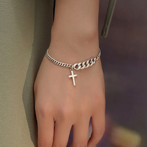 Title 1, Personalized Simple Cross Hip Hop Bracelet, Sin...