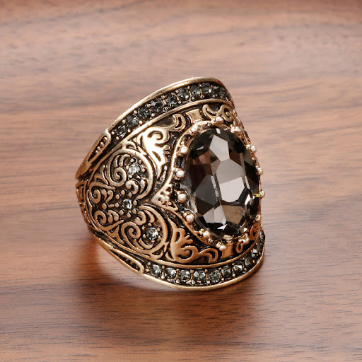 Title 2, Topaz Ancient Gold Ring Retro European & Americ...