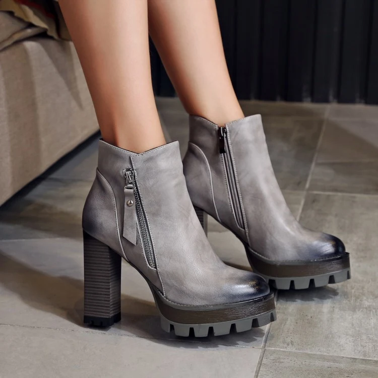 Title 7, Bottines courtes rétro britanniques à talons ha...