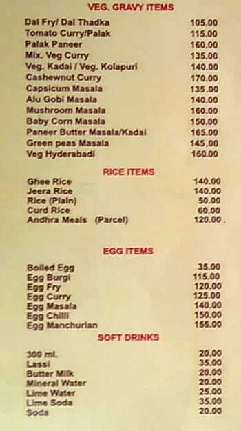 Suchithra Biryani House menu 