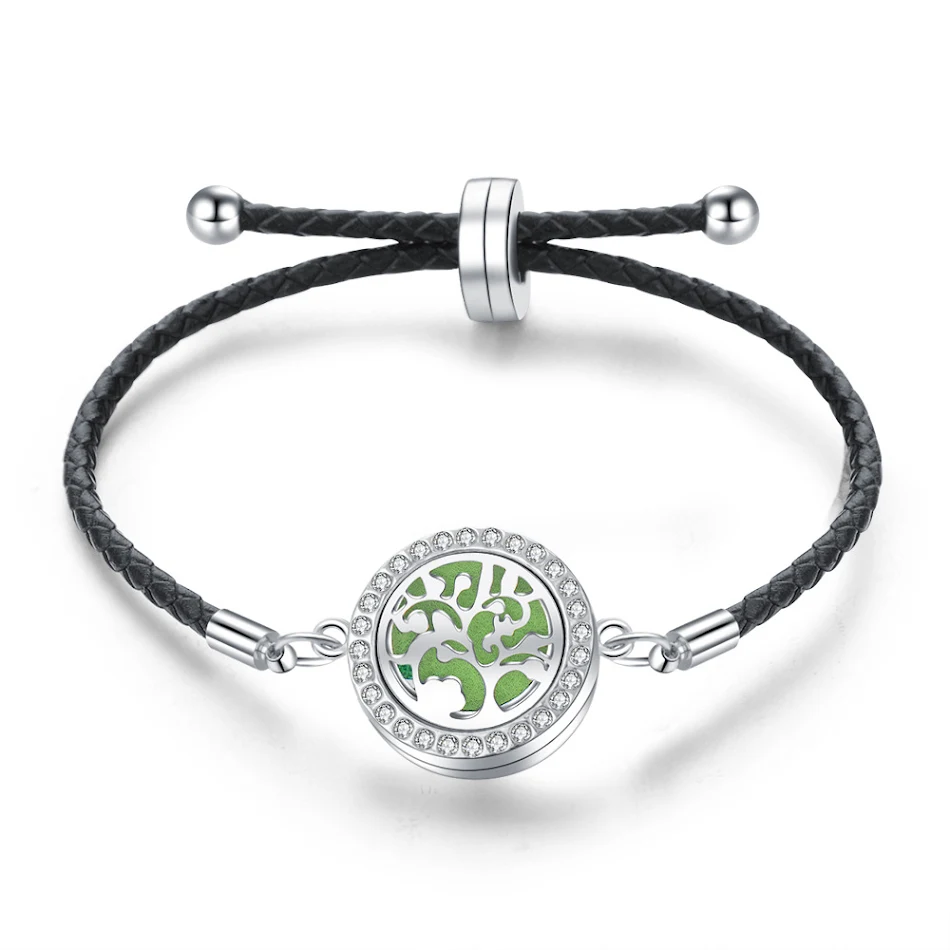 Stainless Steel Alloy Hollow Tree Of Life Aromatherapy Oil Bracelet, enjoy lasting fragrance and essential oil benefits.