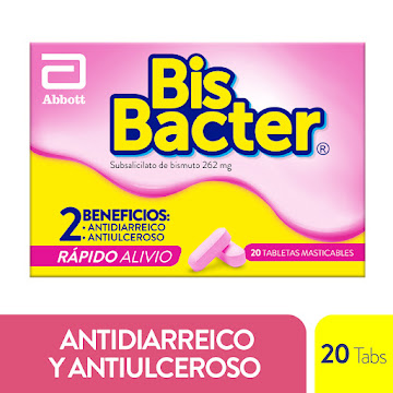 Bis Bacter Subsalicilato Bismuto Antidiarreico 262 mg Lafrancol Caja x 20 Tabletas  