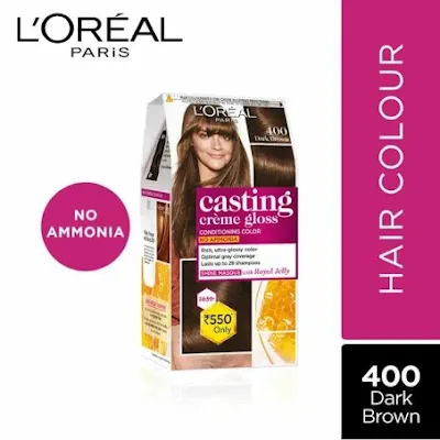 L'Oreal Paris Casting Creme Gloss Hair Color, 400 Dark Brown - 87.5 gm