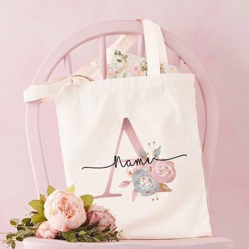 Title 18, Monogrammed Canvas Bag Womens Letter Print Tot...