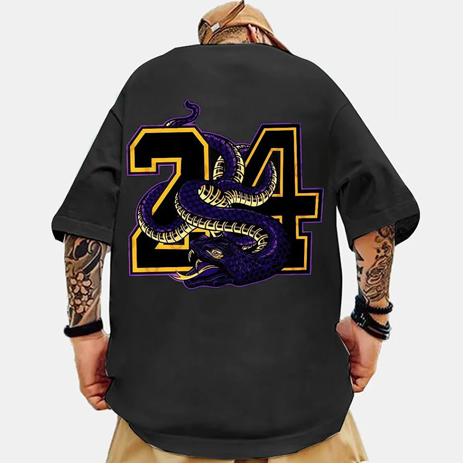 T-shirt homme à manches courtes avec impression numérique Série Hip Hop Européenne Confort et style urbain pour un look décontracté