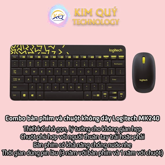 Combo Bàn Phím + Chuột Không Dây Logitech Mk240