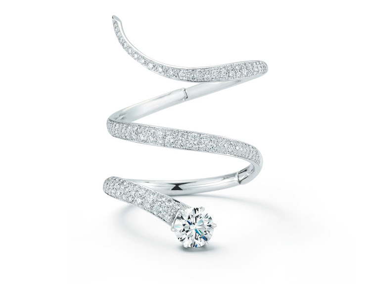 Diamond cuff by jewellery designer Jade Trau, featuring a 12.06ct Forevermark Exceptional Diamond