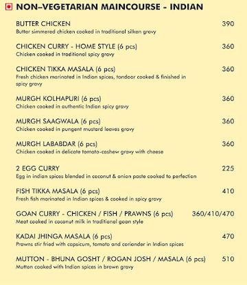 The Bawa Kitchen menu 