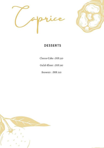 Caprice menu 