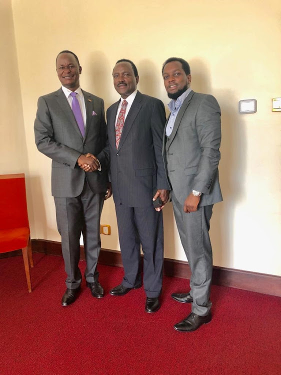 Ambassador Kiema Kilonzo, former VP and Wiper leader Kalonzo Musyoka and his son Kelvin Muasya in Uganda recently