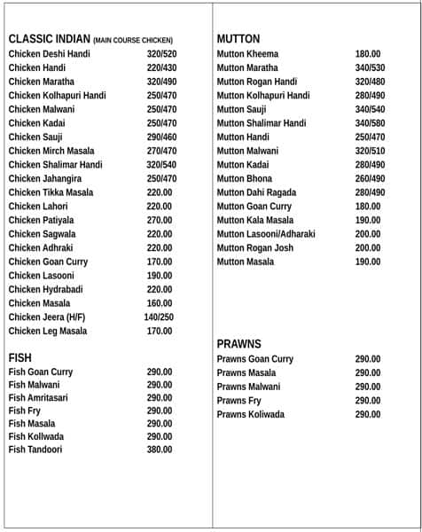 Shalimar Dhaba menu 